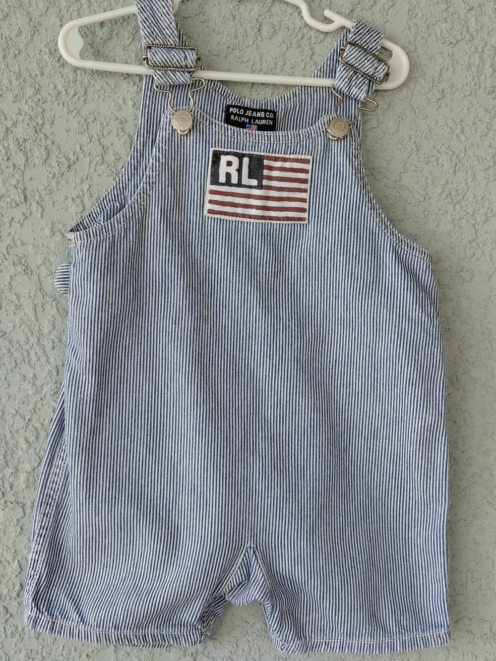 Vintage Polo Jeans Co Ralph Lauren Toddler Overalls 4T Striped RL Flag Patch - Picture 3 of 12